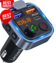Car FM Transmitter Bluetooth 5.3, PD3.0+QC3.0 Fast Charger, Hands-Free, Hi-Fi