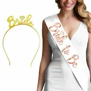 White Sash+Gold Tiara One Set Bride To Be Sash & Tiara Crown Bridal Shower Hen Night Party Decoration