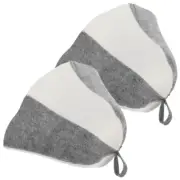 2 Pcs Felt Sauna Hat Accessories Reusable Hats Women's Man Absorbent