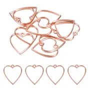 50Pcs Heart Shape Alloy Open Back Bezel Pendants Resin Frame Rose Gold