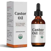 Castor Oil Organic, 100% Pure, Cold Pressed, Hexane Free - Stimulate Growth for Hair, Eyelashes, Eyebrows - Skin Moisturizer 3Pcs