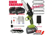 36V 3000W Mini Cordless Chainsaw 2X Battery-Powered Wood Cutter Rechargeable