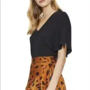 COOPER ST WILD AT HEART Black V-Neck Relaxed Fit Top USA Size 4