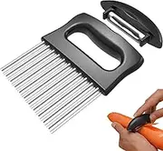 Crinkle Cutter | Stainless Steel Crinkle Chip Cutter - Veggie Chopper Crinkle Fry Cutter Peeler Wave Cutter Dough Cutter Waffle Fry Cutter for Kitchen Trave Camping
