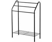 Freestanding Towel Rack with Bottom Shelf (Black)