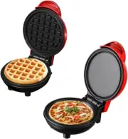 Set of 2 Mini Waffle Pancake Grilled Toastie Maker Breakfast Electric Griddle-AU