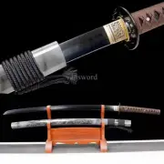 Japanese Katana High Manganese Steel Black Blade Samurai Sword Full Tang Sharp .