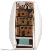 Zuni Native American Pueblo Design Inlay Ring Size 10 by Booqua SKU227258