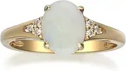[Gin & Grace] 10K Yellow Gold Natural Ethiopian Opal Ring With Real Diamonds For Women