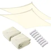 2 Pack 20x16 Ft 97% UV Block Rectangle Sun Shade Sail HDPE Cover Net Canopy Deck