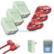 3X 4 USB PORT WALL ADAPTER+6FT CABLE POWER CHARGER RED FOR IPHONE 4S IPOD IPAD
