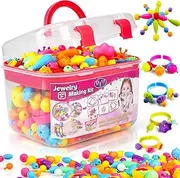 FunzBo Snap Pop Beads for Girls Toys - Kids Jewelry Making Kit Pop-Bead Art and Craft Kits DIY Bracelets Necklace Hairband and Rings Toy for Age 3 4 5 6 7 8 Year Old Girl Christmas Birthday Gifts