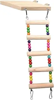 GRIRIW Parrot Climbing Ladder Bird Training Toy Wooden Ladder Swing Educational Toy for Cockatiel Conure