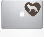 The Decal Guru Heart German Shepherd Decal Vinyl Sticker, 11" MacBook Air, Brown