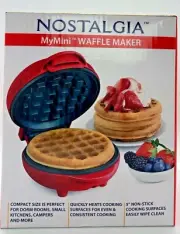 Nostalgia MyMini Waffle Maker 5" Non-Stick Cooking Surface. NEW Factory Sealed