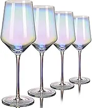 CUKBLESS Red Wine Glasses Set of 4, 20 oz Iridescent Hand Blown Wine Glasses, Long Stem Glasses for Red or White Wine, for Birthday, Wedding
