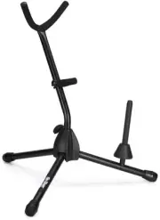 On-Stage SXS7101B Alto/Tenor Saxophone Stand with Flute Peg (5-pack) Bundle