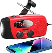 18500mWh/5000mAh Hand Crank Emergency Weather Radio, AM FM NOAA Solar Radio with Led Flashlight and Earphone Jack, Charger for Smartphone, Self Powered LED Flashlight with SOS Alarm