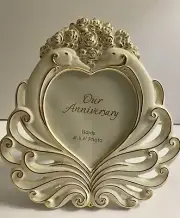 White Porcelain Anniversary Frame, With San Francisco Music Box Company