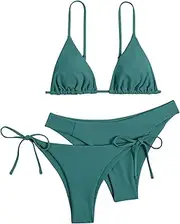 [Generic] Women's String Sexy Bikini Sets 3 Piece V Neck Swimsuit with Adjustable Strap and Thong 2 Pc Bathing Suit for Beach