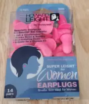 Howard Leight Super Leight Women Pink Earplugs 14 Pair 30dB Noise Cancel
