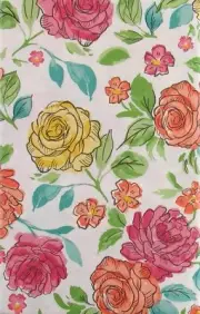Watercolor Springtime Flowers Collage Vinyl Flannel Back Tablecloth Asst. Sizes