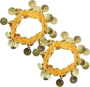 Kisangel Unique Anklet Handchain Coin Bracelet for Women Dance Anklet Decorative Wrist Cuff Yellow