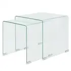 vidaXL Two Piece Nesting Table Set Tempered Glass Clear