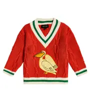 [Mini Rodini] Mini Rodini Embroidered cotton-knit sweater Y 10/11 red