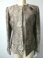 KASPER 2PC METALLIC BLACK & METALLIC GOLD JACKET & SLEEVELESS TOP SIZE 6 - NWT