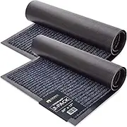 Sierra Concepts 2-Pack Striped Door Floor Mat - Indoor Outdoor Rug Entryway Welcome Mats with Rubber Backing for Shoe Scraper, Ideal for Inside Outside High Traffic Area, Gray & Black 30" x 17"