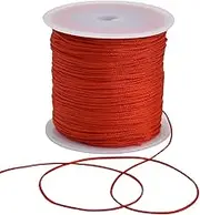 TONIFUL 1mm x 100yards Red Nylon Cord Satin Cord for Bracelets Jewelry Making Rattail Macrame Waxed Decorative Cord Necklace Bulk Beading Thread Kumihimo Chinese Knot Craft