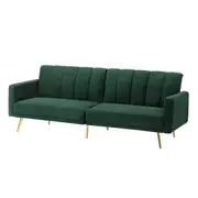 Oikiture 3 Seater Sofa Bed Couch Convertible Lounge Recliner Beds Velvet Green