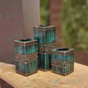 Wooden Table Top Tea Light Candle Holder For Christmas Home Decor Set Of 3