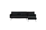 Mia 3-Seater Sofa Bed with Chaise & 3 Pillows by Sarantino- Black