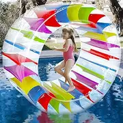 Zcaukya Giant Inflatable Wheel Roller, Colorful Water Rolling Wheel Float for Kids Summer Swimming Pool Parties, Rolling on The Lawn, Indoor Outdoor Fun Toys for Games Supplies