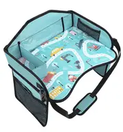 Kids Travel Tray for Car Seat - Toddler Organizer - Blue
