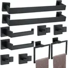 10 Pieces Bathroom Hardware Accessories Set Black, Bathroom Towel Rack Set SU...