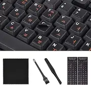 Kerean Keyboard Stickers(5 in 1), Replacement Korean-English Keyboard Letters Sticker Orange Font Black Background, Matte Kerean Keyboard Alphabet Sticker for Laptop Notebook PC Computer Desktop