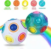 Sensory Fidget Toy Set Rainbow Puzzle Ball Match Color Memory Game Magic Block
