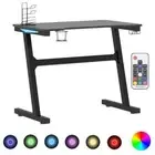 Z-Shape LED RGB Lights Gaming Desk Office Computer Work Study Wooden Table Black