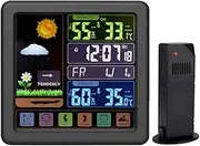 JSEIAJB Multi-Function Touch Screen Button Weather Clock Color Indoor Outdoor Temperature Humidity Meter