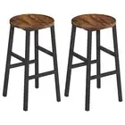 Bar Stools, Set of 2 Round Bar Chairs with Footrest, 24.4 Inch Kitchen Breakf...