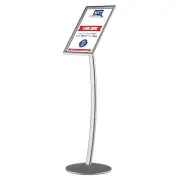 Pedestal Curved Sign Holder Restaurant Menu Board Floor Standing 11x17" Silver