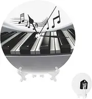 FHEDVBN Piano Music Symbol Wall Clock Battery Operated - Silent Non Ticking Round Wall Clocks - Modern Clock 10" - Designer Clock - Kitchen Clock - Office Clock - Living Room Clock with Stand