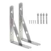 2 Pcs 6" Wall Shelf Brackets Stainless Triangle Heavy Duty, Silver