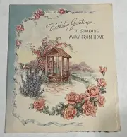 vintage D A greeting card, unused, Birthday Greetings Away From Home