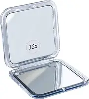 MIRRORVANA Small Travel Makeup Mirror with 12X and 1X Magnification - Compact, Pocket-Size, Handheld - Magnified Compact Mirror for Close Up Cosmetic Application and Tweezing - Square 3.3" x 3.3"