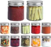 Mason Jars Airtight Metal Lids 8oz Clear Glass Canning Jars Set of 12