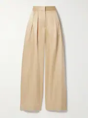 [Adam Lippes] Adam Lippes - Pleated Duchesse Satin Wide-leg Pants - Beige - US12 US 12 Neutrals